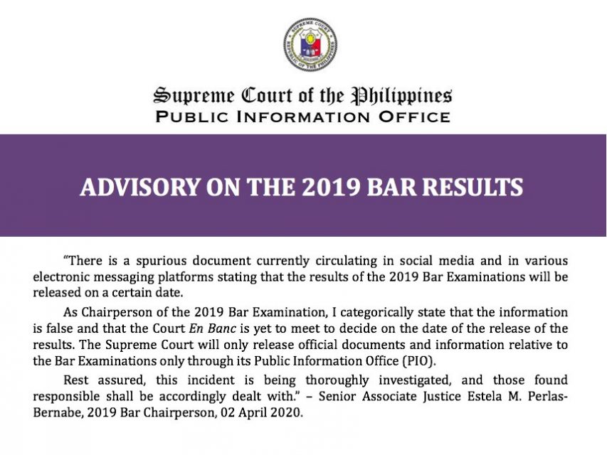 supreme court bar exam result 2019
